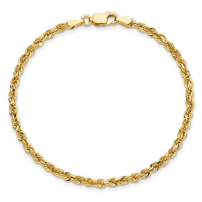 10K Gelbgold 3mm Diamantiert Kordel Kette Fußkettchen