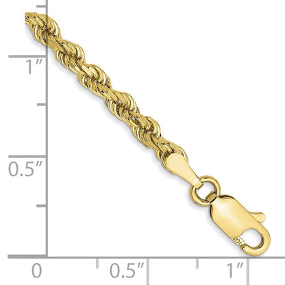 10K Gelbgold 3mm Diamantiert Kordel Kette Fußkettchen