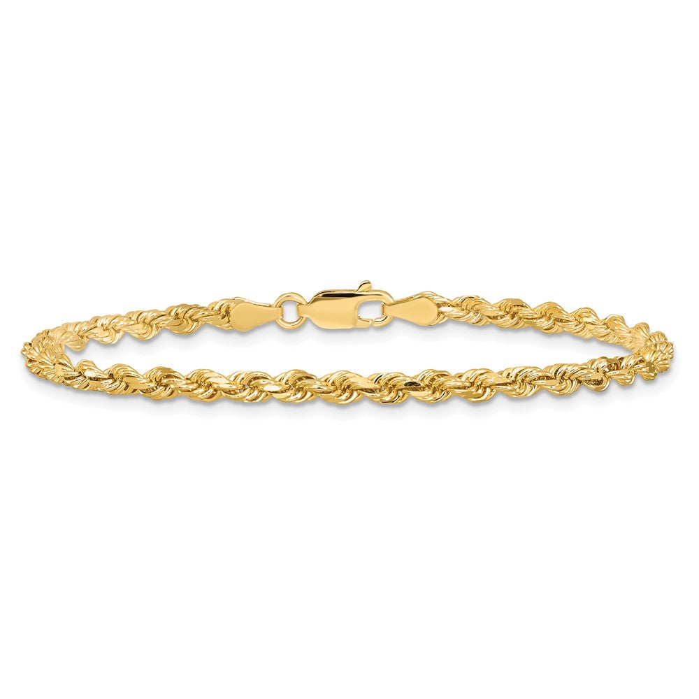 10K Gelbgold 3.25mm Diamantiert Kordel Kette Fußkettchen