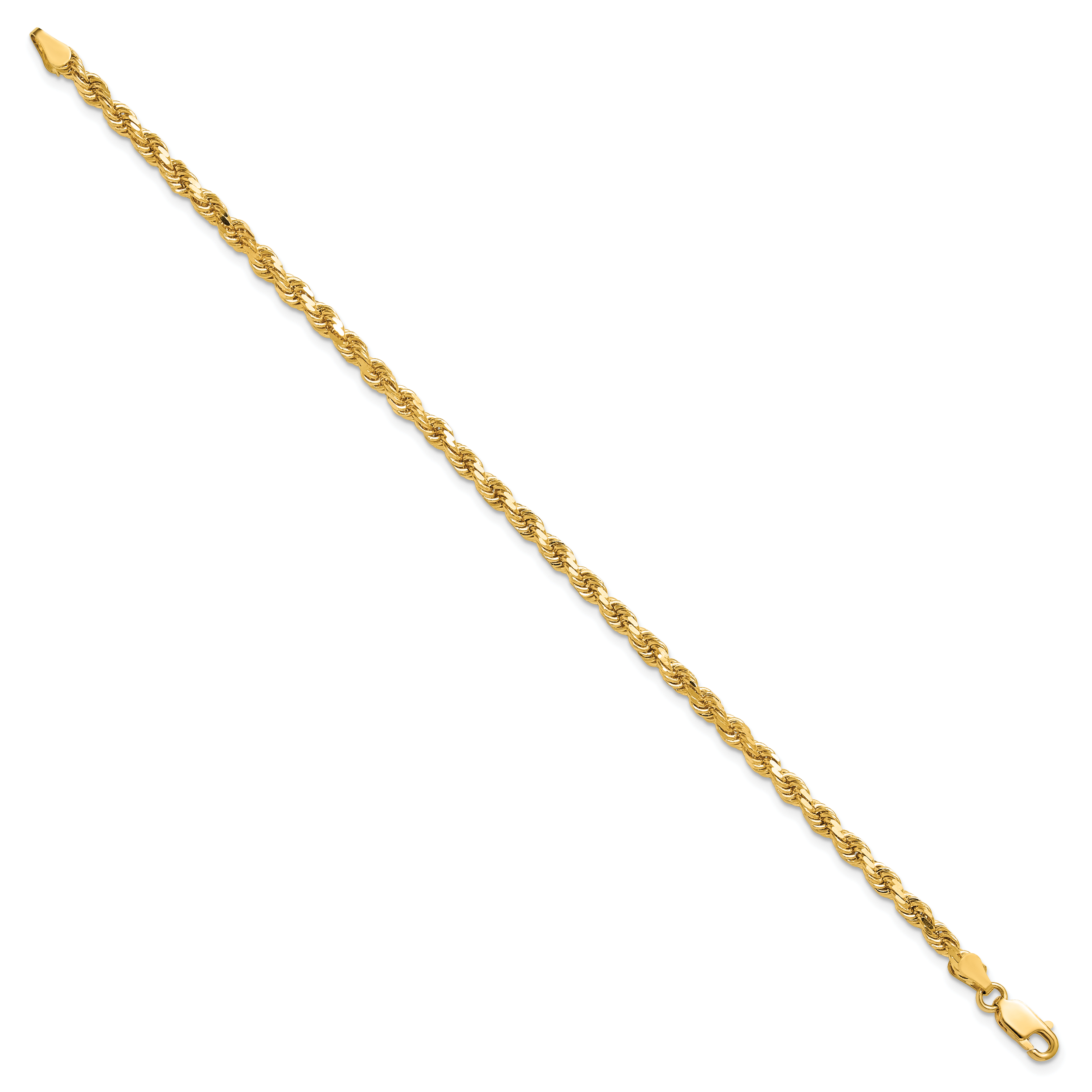 10K Gelbgold 3.5mm Diamantiert Kordel Kette Fußkettchen