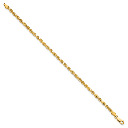 10K Gelbgold 3.5mm Diamantiert Kordel Kette Fußkettchen
