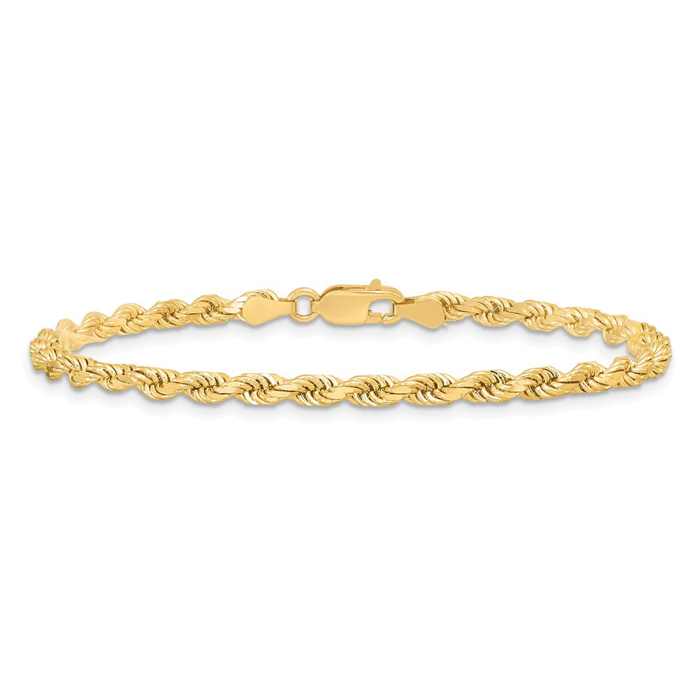 10K Gelbgold 3.5mm Diamantiert Kordel Gliederarmband