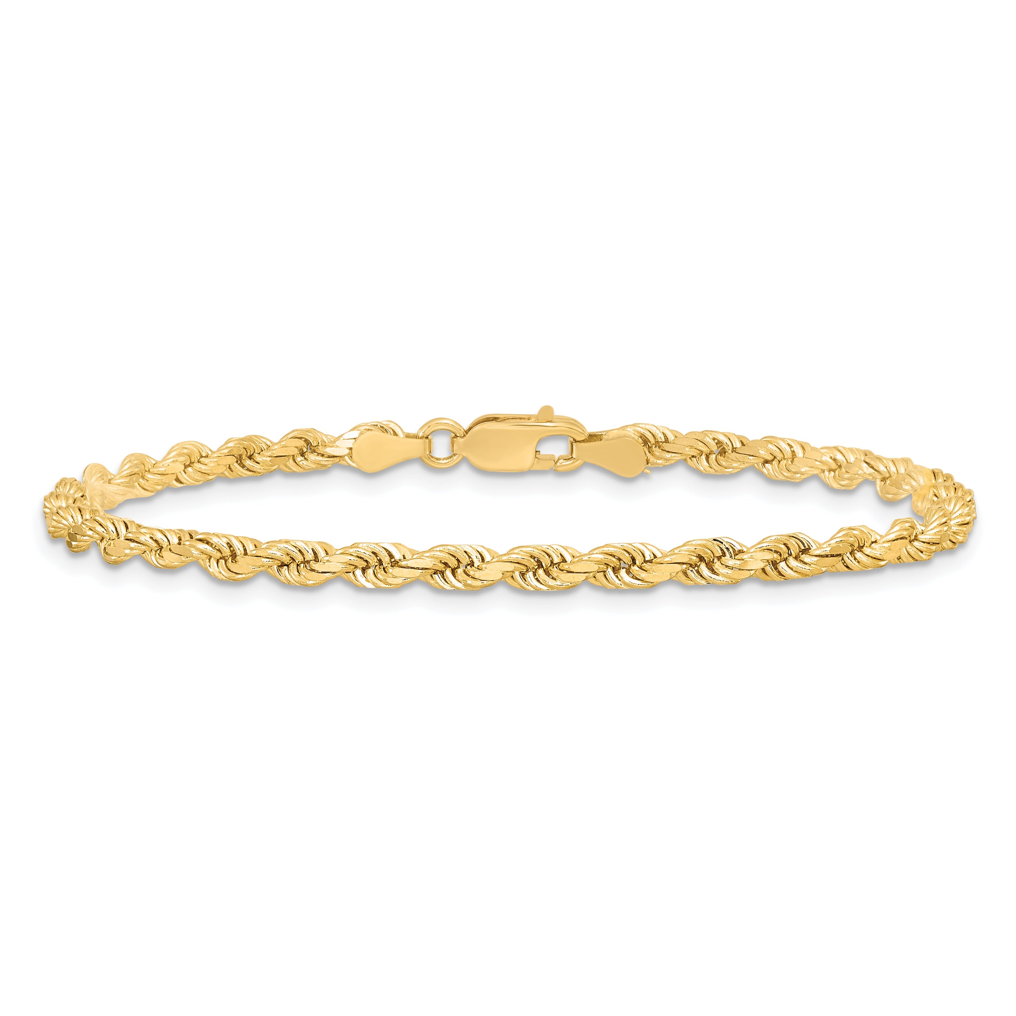 10K Gelbgold 3.5mm Diamantiert Kordel Kette Fußkettchen