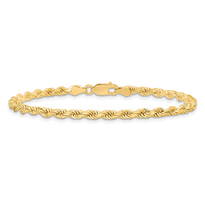 10K Gelbgold 3.5mm Diamantiert Kordel Kette Fußkettchen