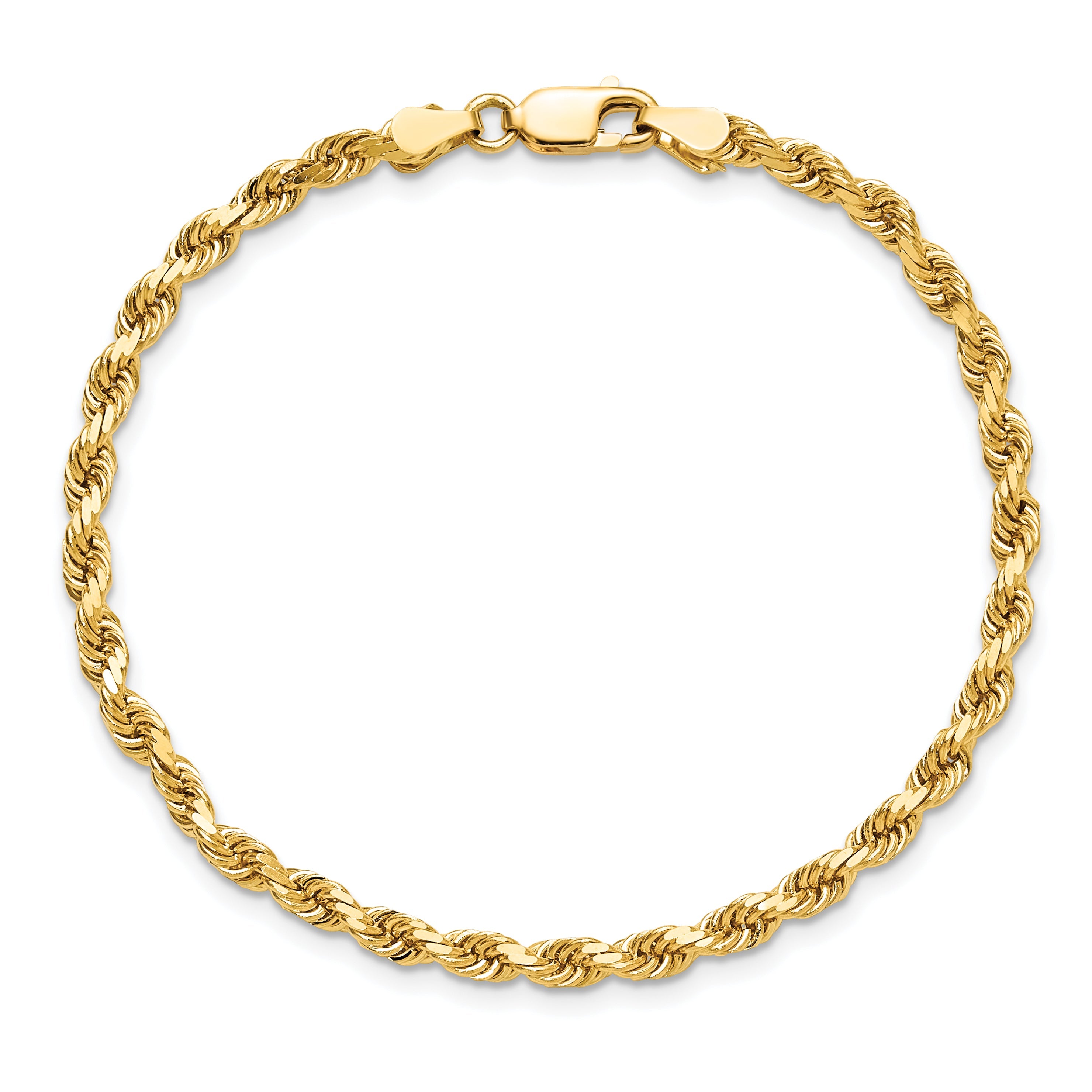 10K Gelbgold 3.5mm Diamantiert Kordel Kette Fußkettchen