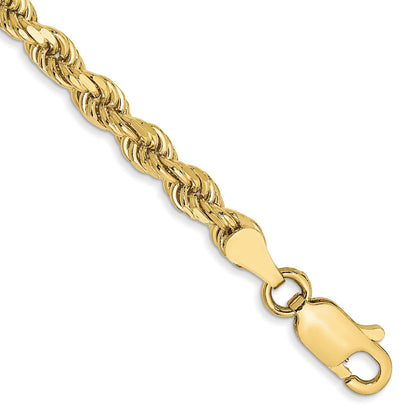 10K Gelbgold 3.5mm Diamantiert Kordel Kette Fußkettchen