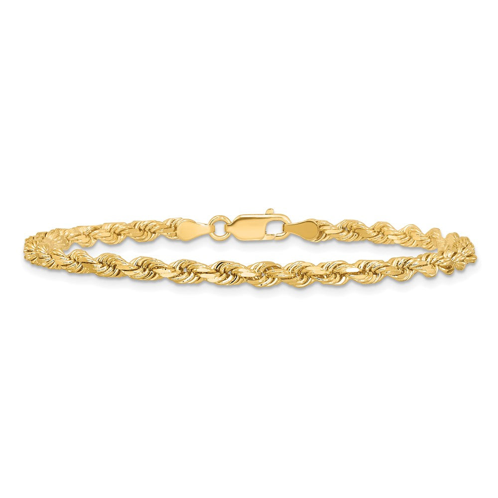 10K Gelbgold 3.75mm Diamantiert Kordel Kette Fußkettchen