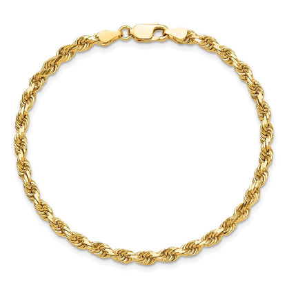 10K Gelbgold 3.75mm Diamantiert Kordel Kette Fußkettchen