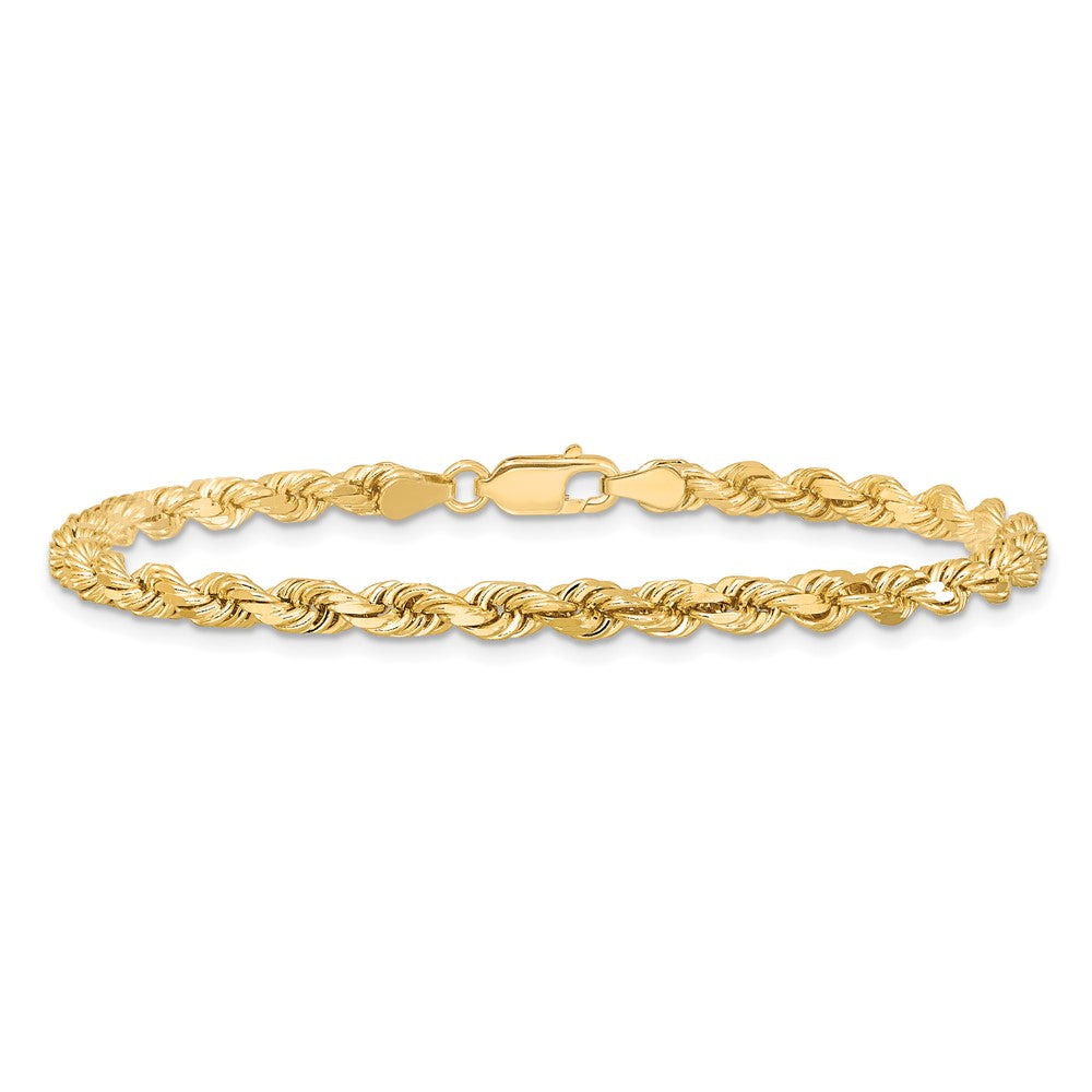 10K Gelbgold 4mm Diamantiert Kordel Kette Fußkettchen