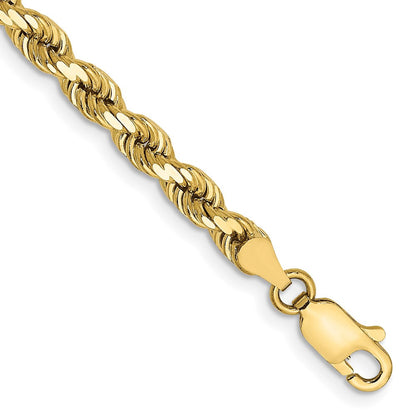 10K Gelbgold 4mm Diamantiert Kordel Gliederarmband