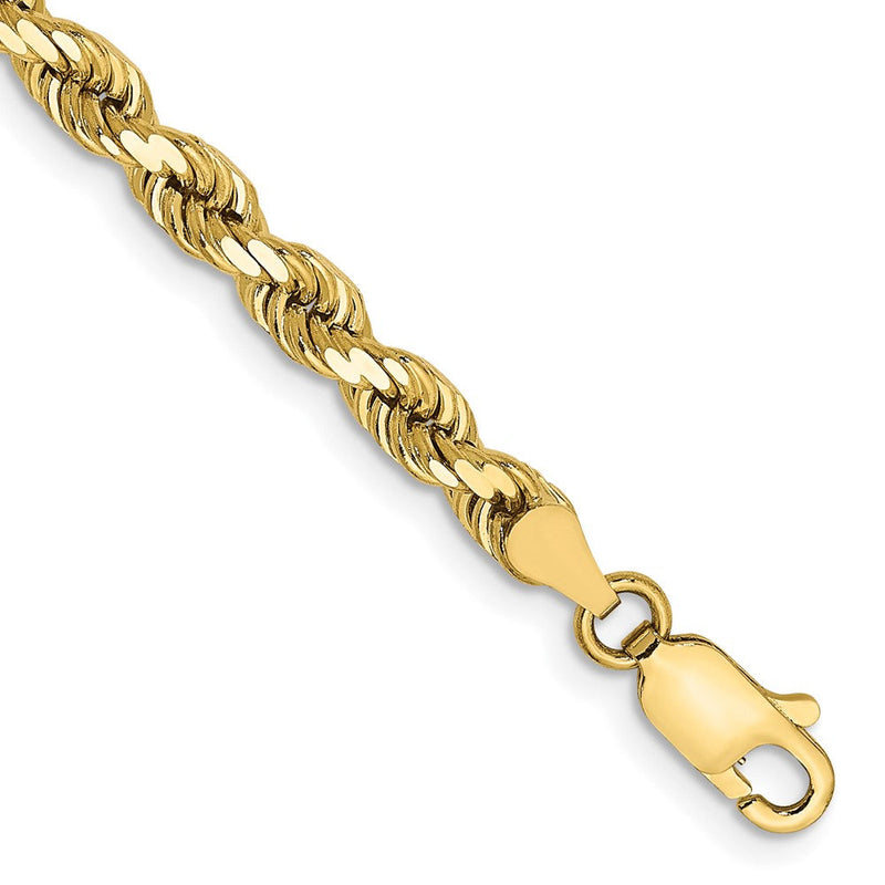 10K Gelbgold 4mm Diamantiert Kordel Gliederarmband