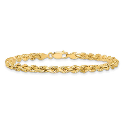 10K Gelbgold 4.25mm Diamantiert Kordel Kette Fußkettchen