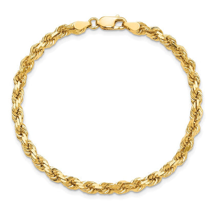 10K Gelbgold 4.25mm Diamantiert Kordel Kette Fußkettchen