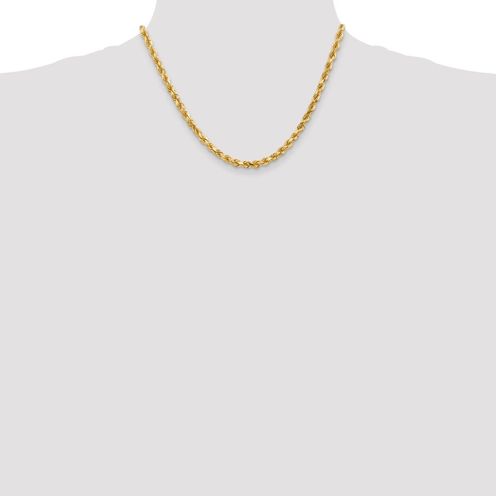 10K Gelbgold 4.5mm Diamantiert Kordel Halskette