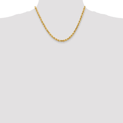10K Gelbgold 4.5mm Diamantiert Kordel Halskette