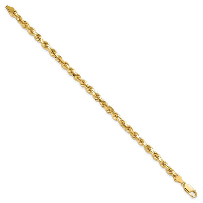 10K Gelbgold 4.5mm Diamantiert Kordel Kette Fußkettchen