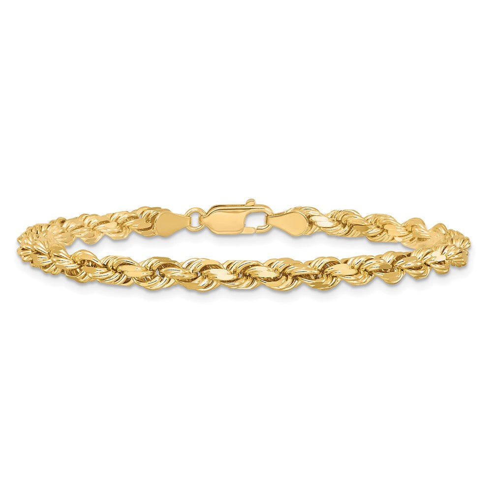 10K Gelbgold 4.5mm Diamantiert Kordel Kette Fußkettchen