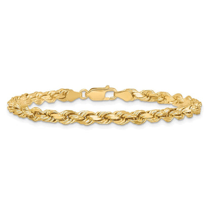 10K Gelbgold 4.5mm Diamantiert Kordel Kette Fußkettchen