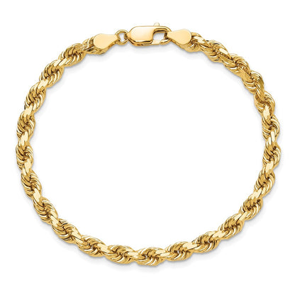 10K Gelbgold 4.5mm Diamantiert Kordel Kette Fußkettchen