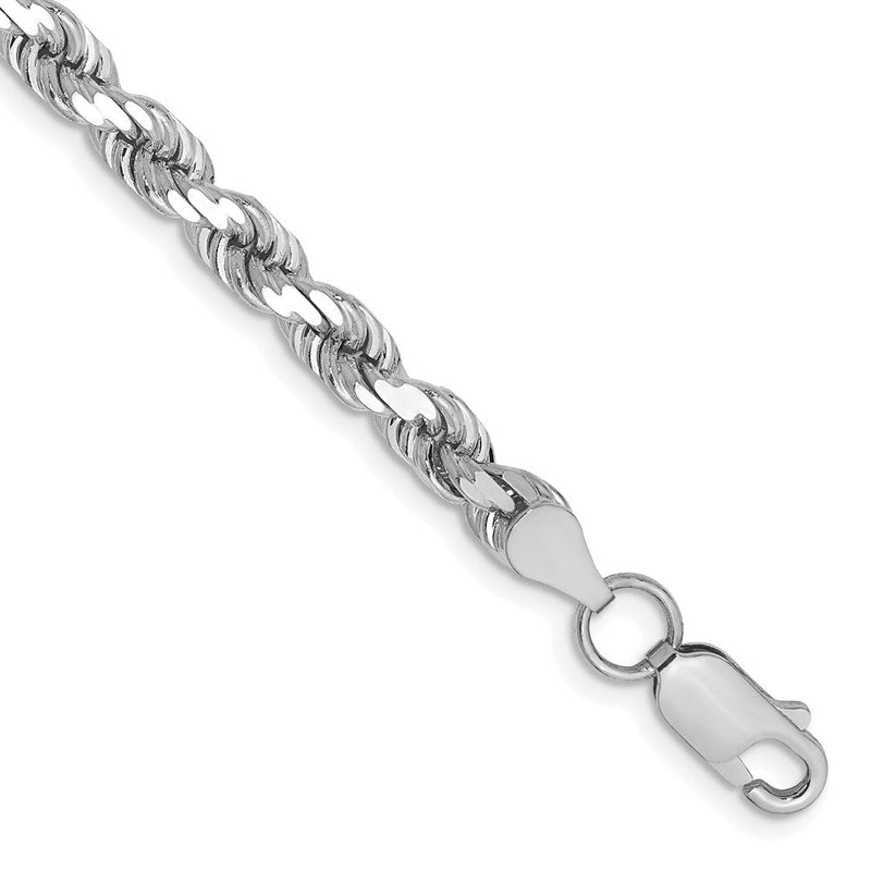 10K Weißgold 4.5mm Diamantiert Kordel Kette Fußkettchen