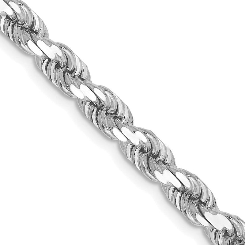 10K Weißgold 4.5mm Diamantiert Kordel Halskette