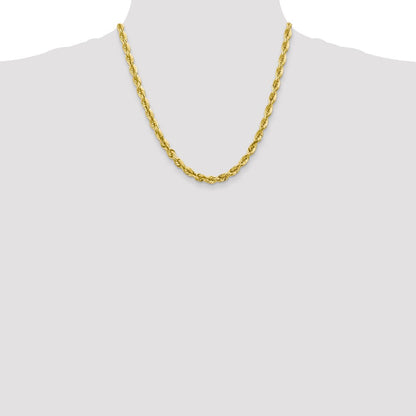 10K Gelbgold 5.5mm Diamantiert Kordel Halskette