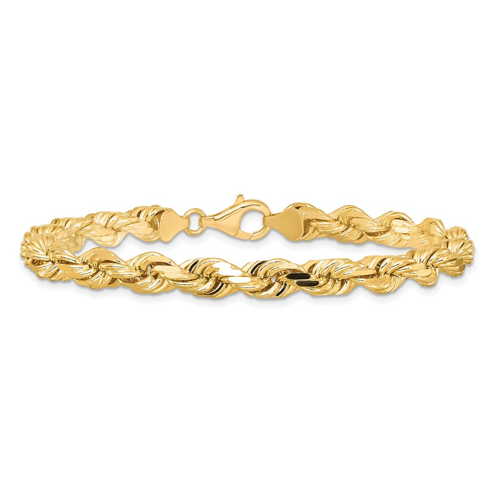 10K Gelbgold 6.5mm Diamantiert Kordel Gliederarmband