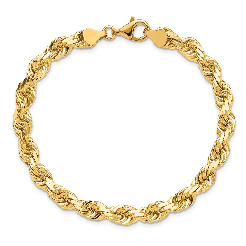 10K Gelbgold 6.5mm Diamantiert Kordel Gliederarmband