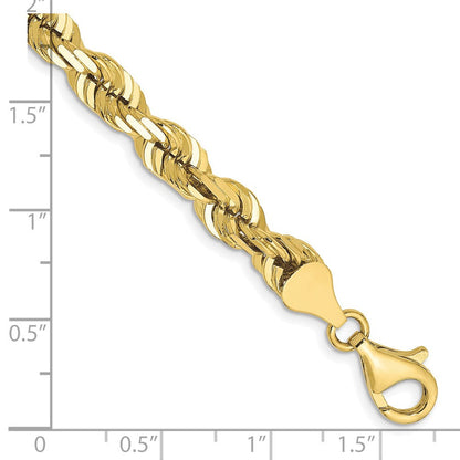 10K Gelbgold 6.5mm Diamantiert Kordel Gliederarmband