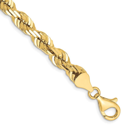 10K Gelbgold 6.5mm Diamantiert Kordel Gliederarmband