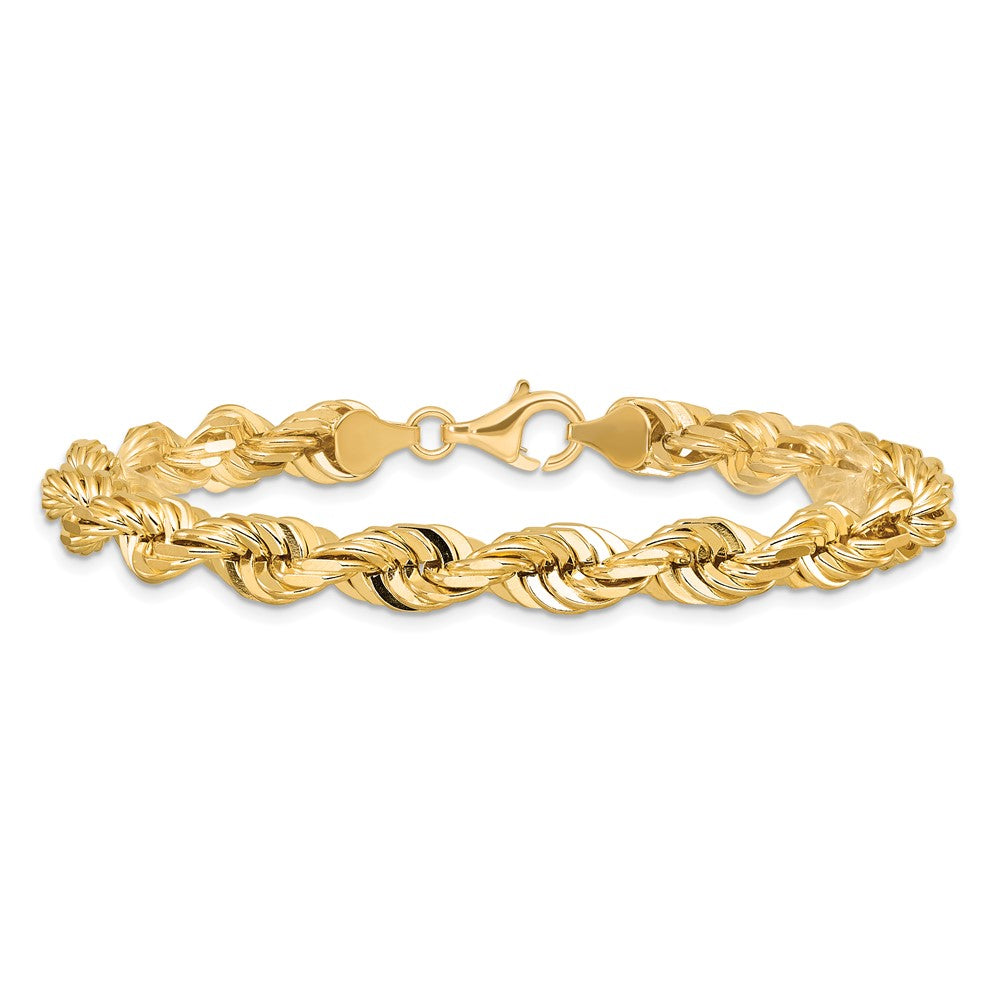 10K Gelbgold 7mm Diamantiert Kordel Gliederarmband