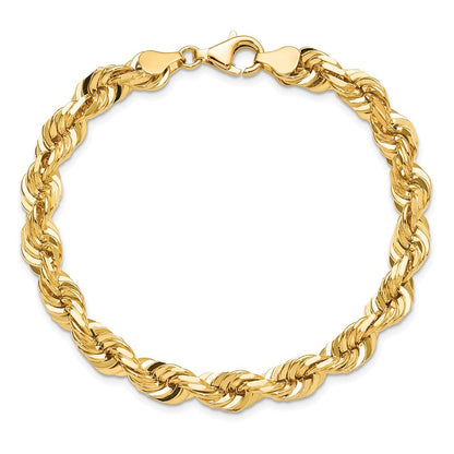 10K Gelbgold 7mm Diamantiert Kordel Gliederarmband