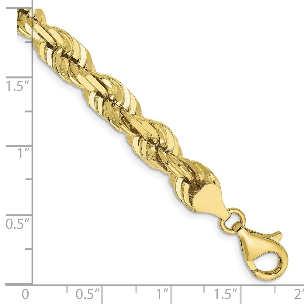 10K Gelbgold 7mm Diamantiert Kordel Gliederarmband