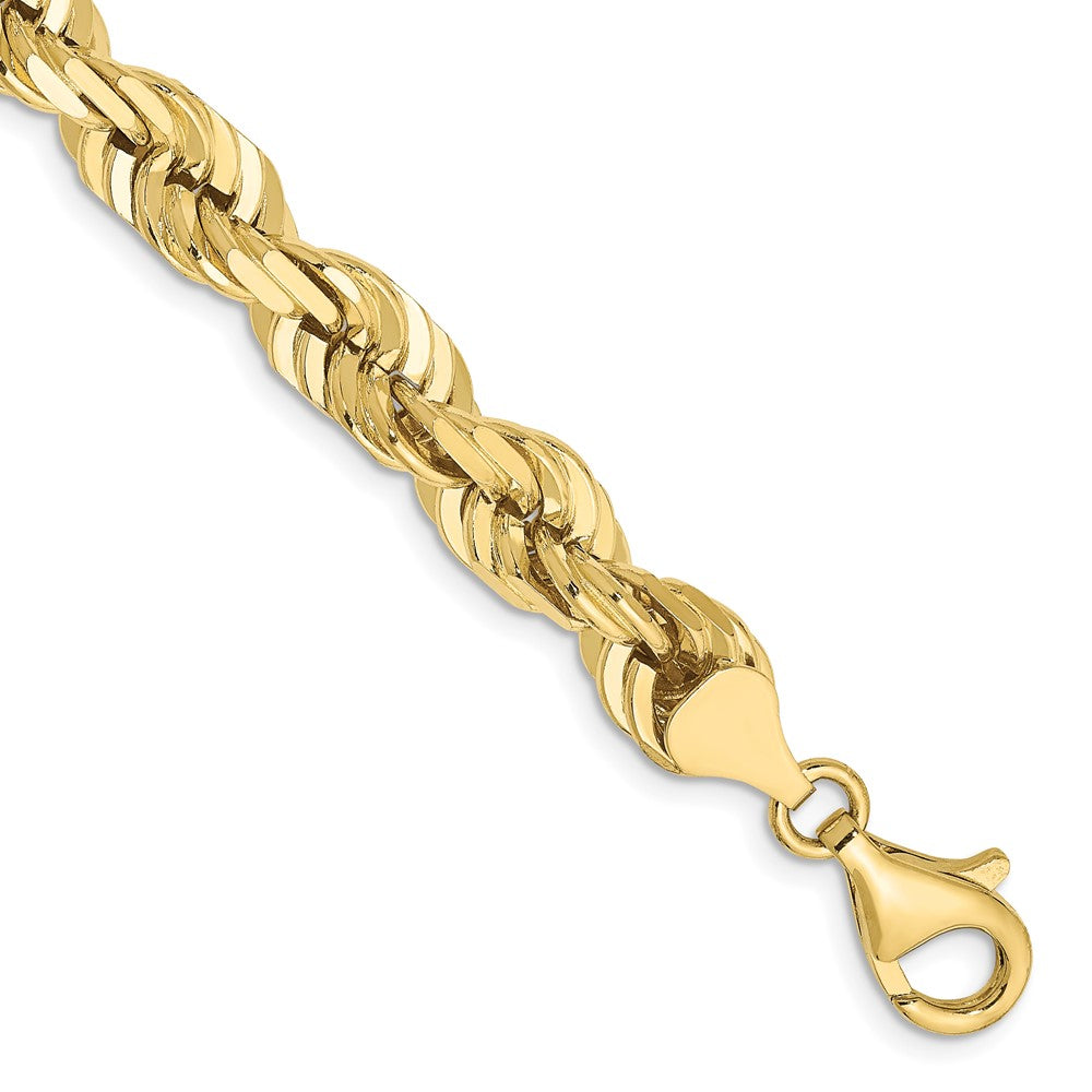 10K Gelbgold 7mm Diamantiert Kordel Gliederarmband