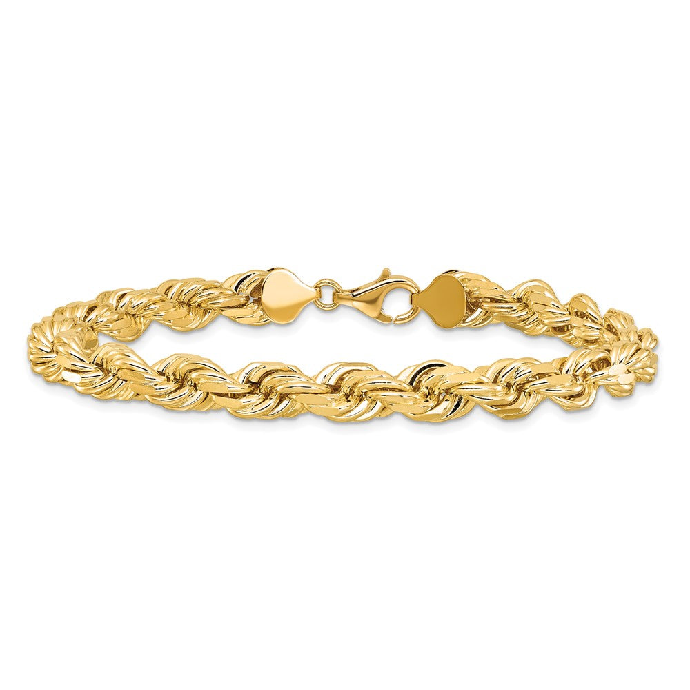 10K Gelbgold 8mm Diamantiert Kordel Gliederarmband
