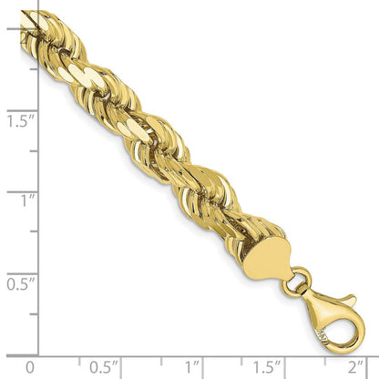 10K Gelbgold 8mm Diamantiert Kordel Gliederarmband