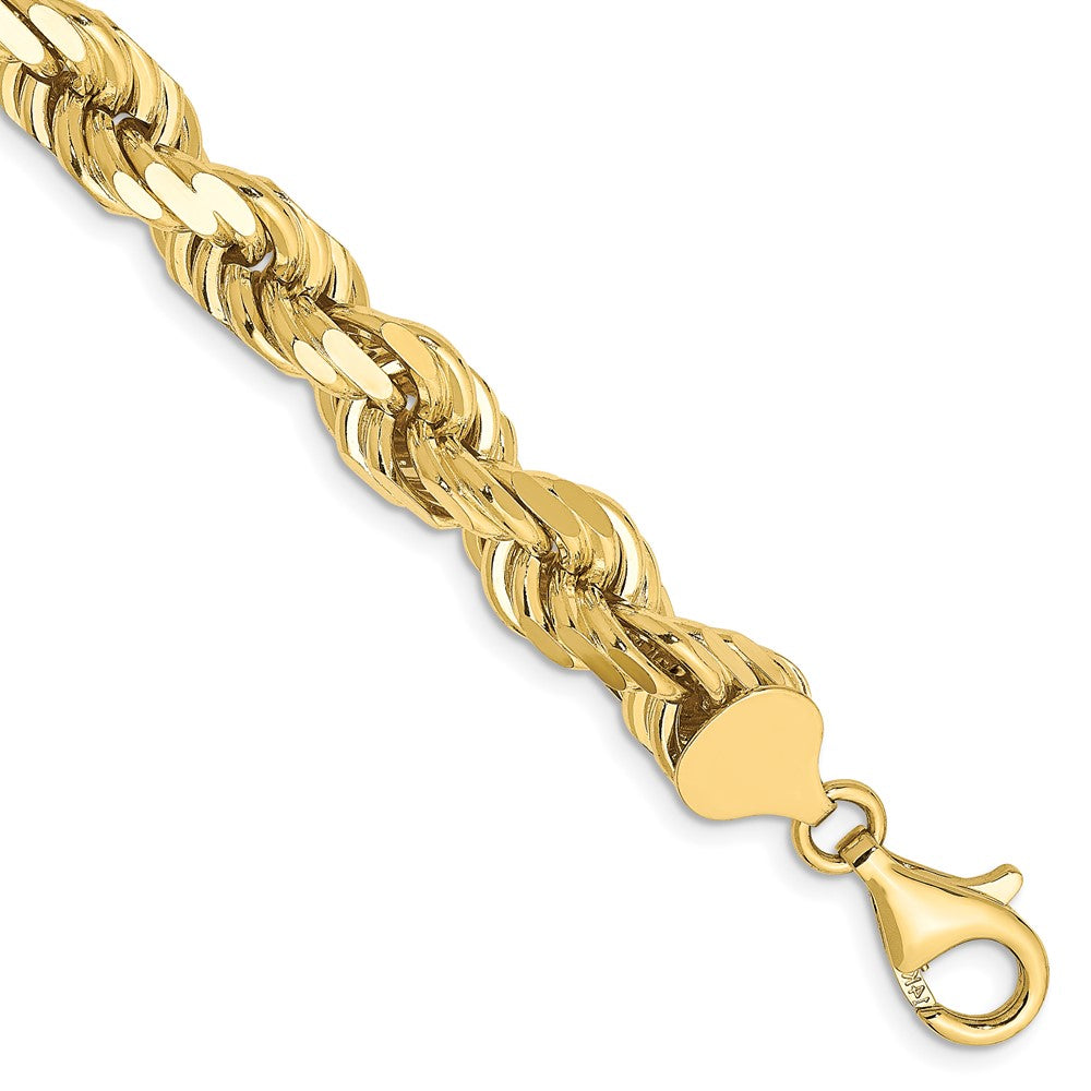 10K Gelbgold 8mm Diamantiert Kordel Gliederarmband