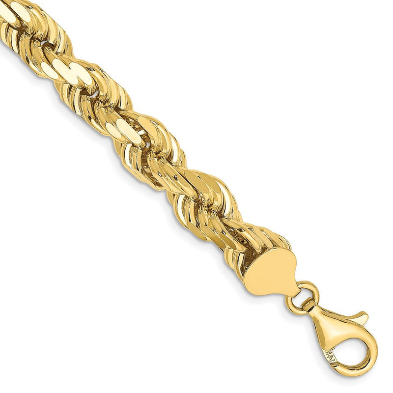 10K Gelbgold 8mm Diamantiert Kordel Gliederarmband