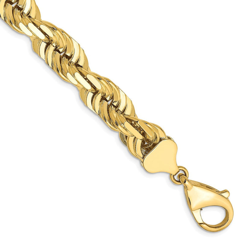 10K Gelbgold 10.0mm Diamantiert Kordel Fantasie Karabinerverschluss Gliederarmband