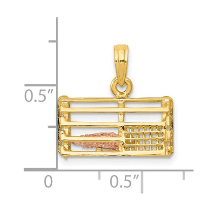 10K Bicolor Poliert 3-dimensional Karabiner Trap Anhänger