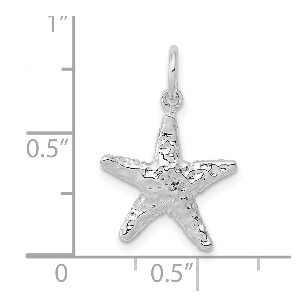 10K Weißgold Poliert 3-dimensional Seestern Anhänger