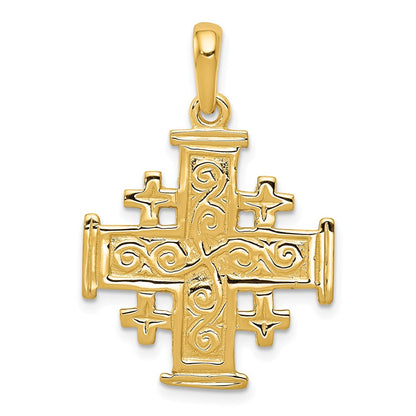 10K Gelbgold Jerusalem Kreuz Anhänger