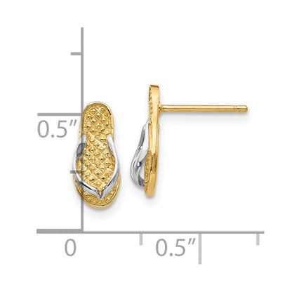 10K Gelb mit Rhodium 10K mit Rhodium Flip Flop Ohrringe