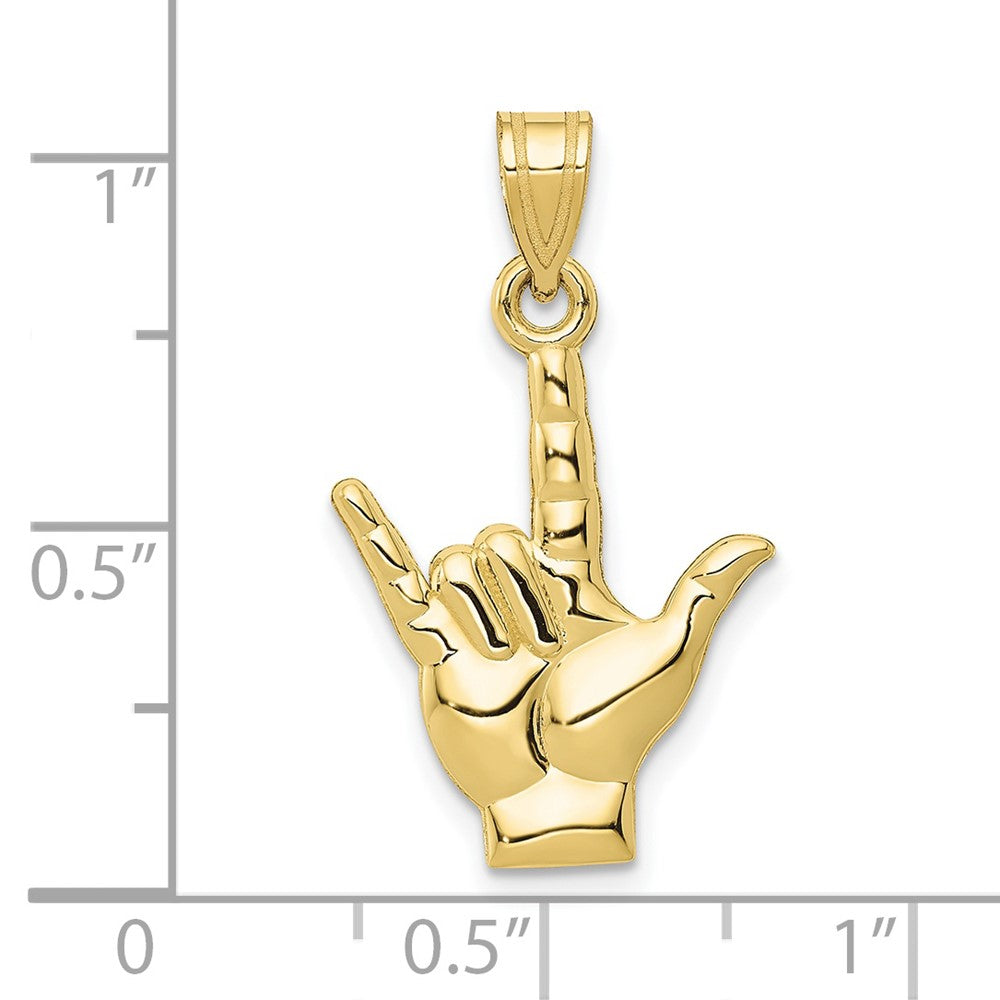 10K Gelbgold Poliert I Liebe You Hand/sign Language Charm