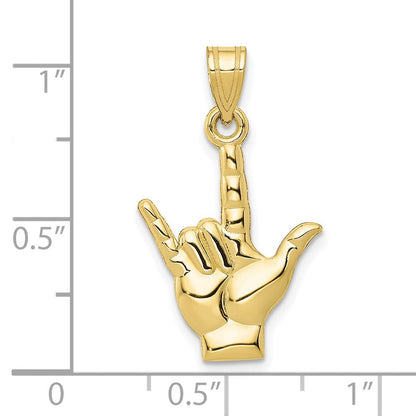 10K Gelbgold Poliert I Liebe You Hand/sign Language Charm