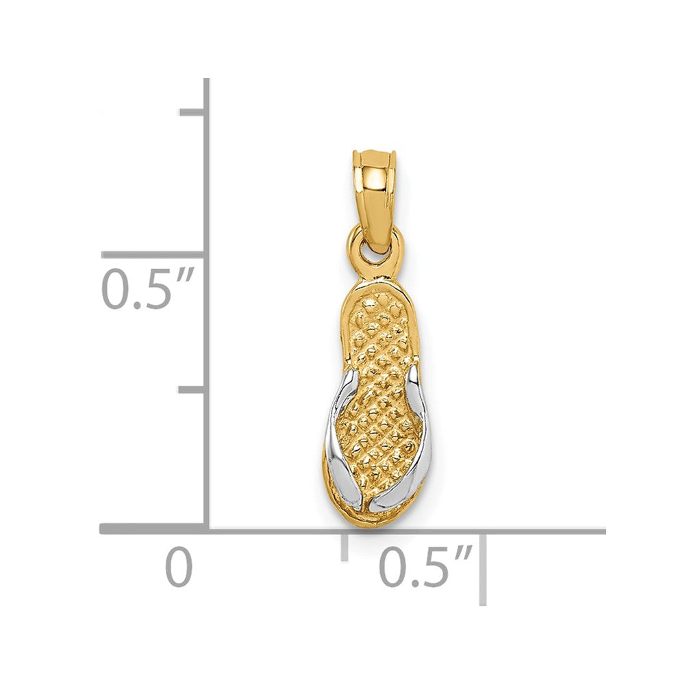 10K Gelb mit Rhodium & Rhodium Einfach Flip-flop Anhänger