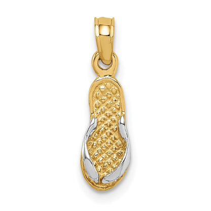 10K Gelb mit Rhodium & Rhodium Einfach Flip-flop Anhänger