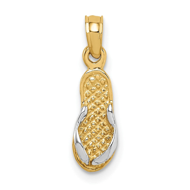 10K Gelb mit Rhodium & Rhodium Einfach Flip-flop Anhänger