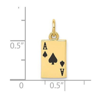 10K Gelbgold Emailliert Ace Of Spades Card Charm