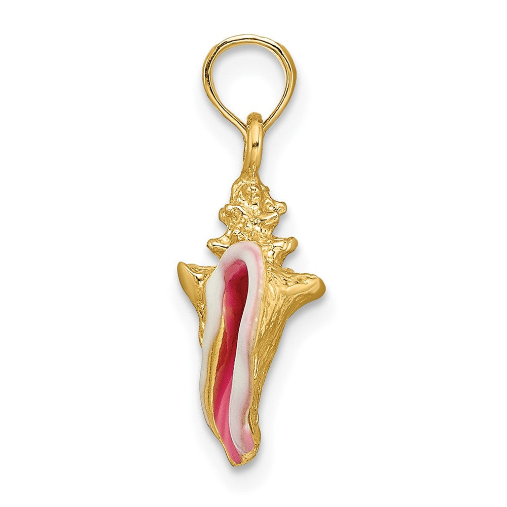 10K Gelbgold Emailliert 3-d Conch Muschel Anhänger